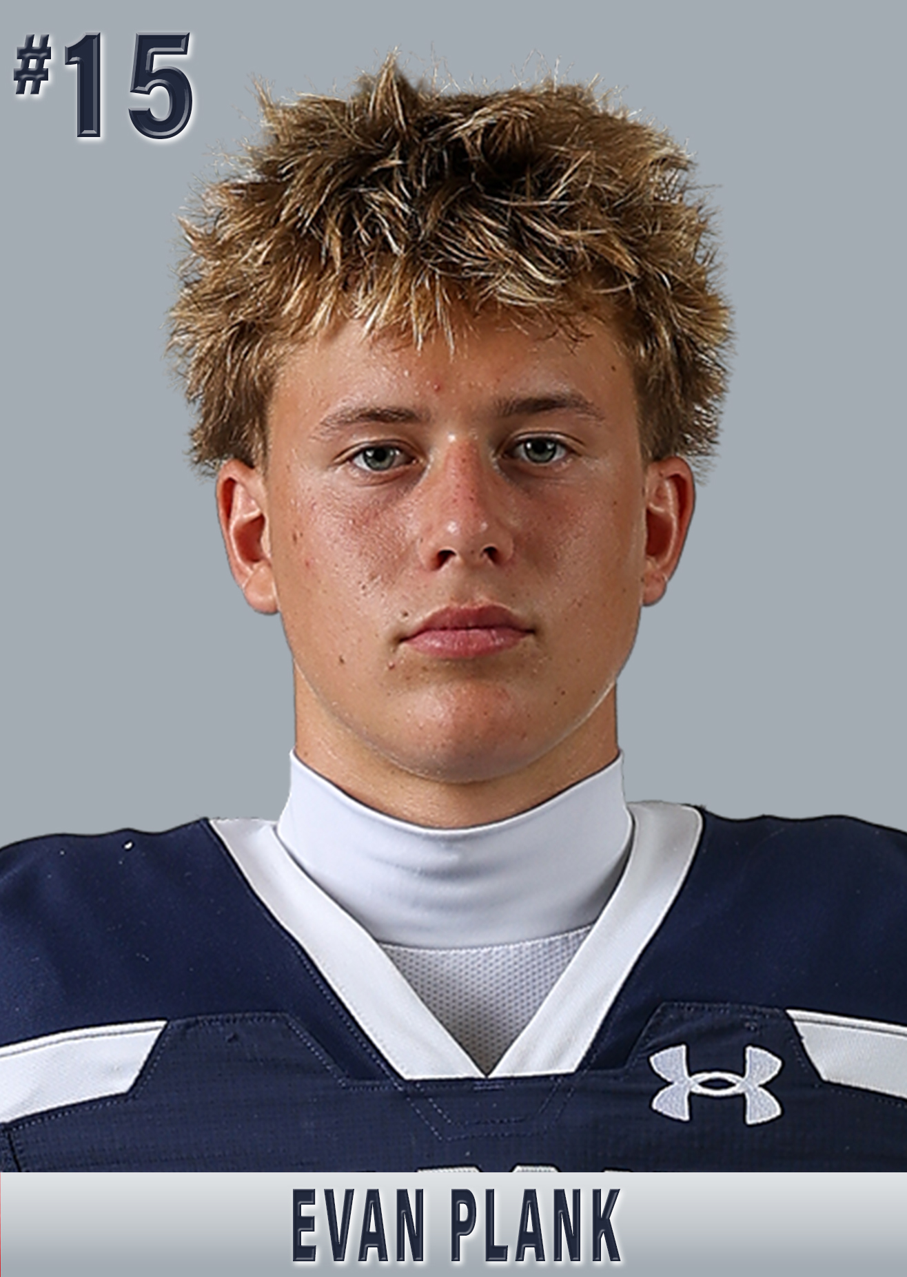Evan Plank in the school varsity roster photograph